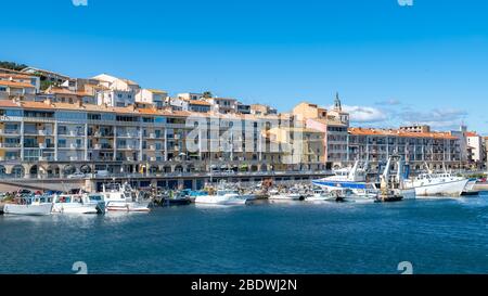 Sète in France, typical colorful facades on the quay Stock Photo