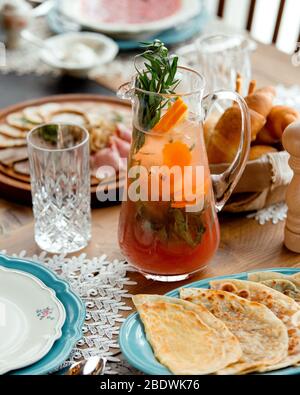 pumpkin gutabs with strawberry basil lemonade Stock Photo