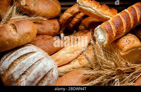 different types of bread made from wheat flour Stock Photo