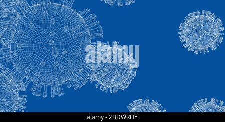 Vector 3D Model HIV Virus Particle Drawing - Human Immunodeficiency ...