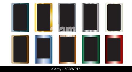 Mobile phones, smartphones or tablets screen icons set in various gradients colors with copy space for texts and images. Vector Illustration EPS 10 Stock Vector
