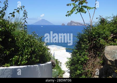 View of Strombli, Aeolian Isles Stock Photo