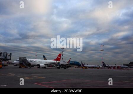 October 29, 2019, Moscow, Russia. Plane  Boeing 737-800 Nordwind Airlines at Sheremetyevo airport in Moscow. Stock Photo