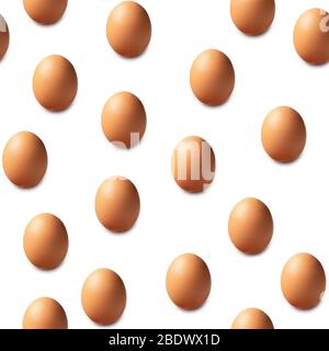 Seamless texture made of eggs on white background. Minimal food pattern. Stock Photo
