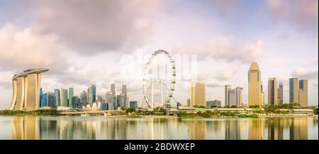 Business district and Marina bay in Singapore Stock Photo