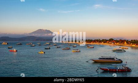 Horizontal panoramic of Jungut Batu bay on Lembongan Island, Indonesia. Stock Photo