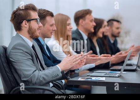 business team applauding the speaker at the meeting Stock Photo