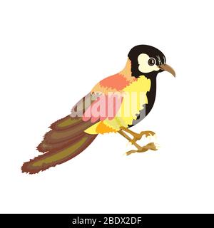 Golden Oriole isolated on white background. One sitting bird. Vector flat illustration. Stock Vector