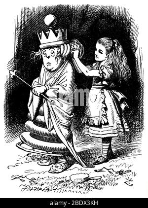 Through the Looking-Glass, Alice and the White Queen Addressed Stock Photo