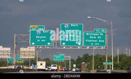 Driving on the freeway to Louisville Kentucky or St Louis - CHICAGO. UNITED STATES - JUNE 11, 2019 Stock Photo