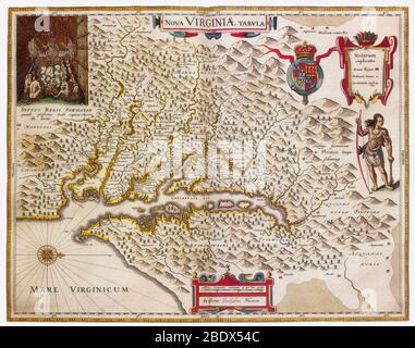 Joan Blaeu, Virginia Colony Map, 17th Century Stock Photo