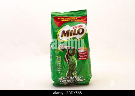 Alberton, South Africa - a packet of Milo breakfast energy drink isolated on a clear background image with copy space in horizontal format Stock Photo