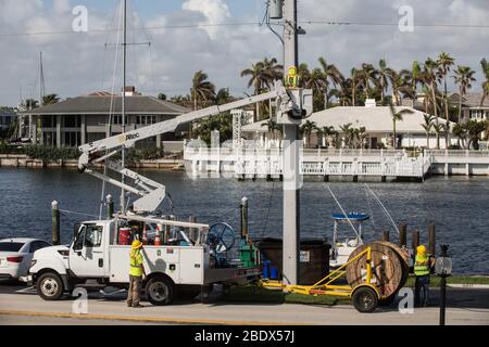 Repairs after Hurricane Irma Stock Photo