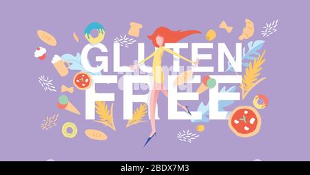 gluten free banner. Cartoon Flat Vector Illustration Stock Vector