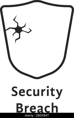 black thin line security breach like shield Stock Vector