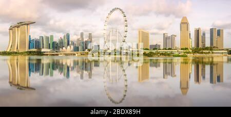 Business district and Marina bay in Singapore Stock Photo