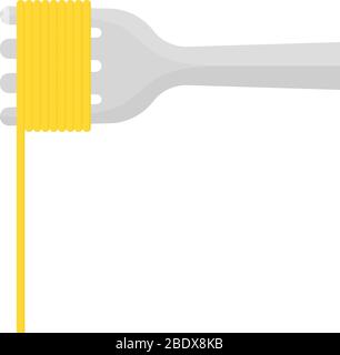 fork with pasta isolated on white Stock Vector
