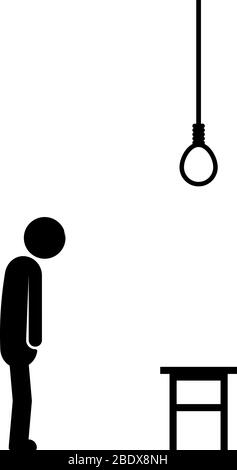 suicide by hanging with stick figure Stock Vector