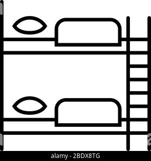 furniture for hostel bunk bed linear icon Stock Vector