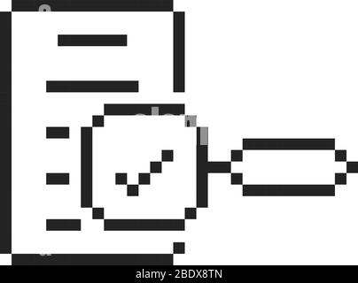 black 8 bit assessment logo in pixel art Stock Vector