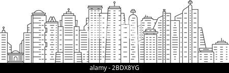 thin line city panoramic view on white background Stock Vector
