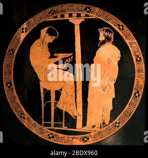 King Aigeus Consulting the Pythia, Oracle of Delphi Stock Photo