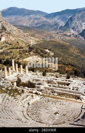 Greece, Temple of Apollo, Oracle of Delphi Stock Photo