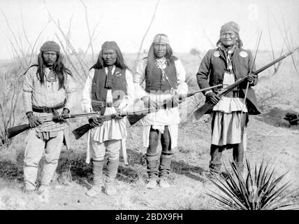 Geronimo with Apache Warriors, 1886 Stock Photo