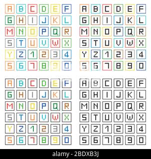 Pixel alphabet letters & numbers. Fonts, typeface vector. Uppercase. Stock Vector