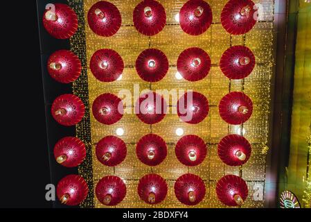 Lantern decorations of shopping mall on Chongwenmen Outer Street in Dongcheng District of Beijing, China Stock Photo