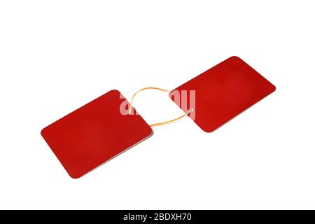 two paper cards together on white background. Stock Photo