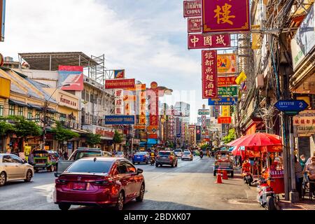 Street market of Chinatown in Bangkok, Thailand. Stock Photo