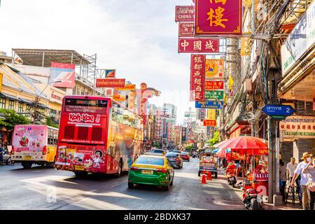 Street market of Chinatown in Bangkok, Thailand. Stock Photo