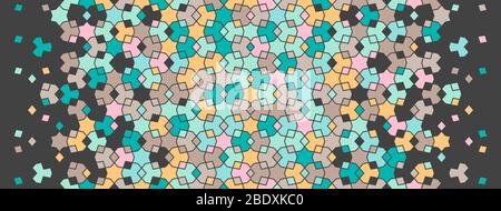 Arabic pattern, islamic vector border. Geometric texture, arabic pattern with color tile disintegration. Stock Vector