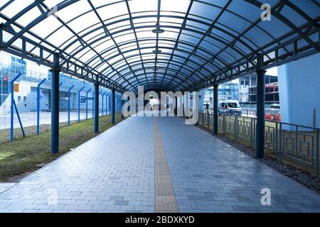 The tunnel on the street, the roof from the rain Stock Photo