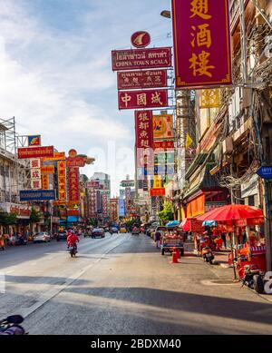 Street market of Chinatown in Bangkok, Thailand. Stock Photo