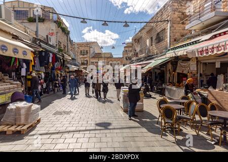 Street market at Mahane Yehuda ,famous market in Jerusalem , Israel Stock Photo