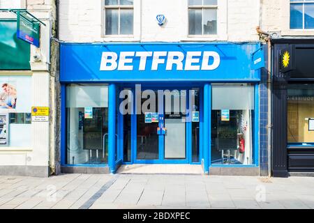 UNITED KINGDOM, LANCASTER - 9TH APRIL 2020 Bet Fred one of its outlets in shopping area in lockdown Stock Photo