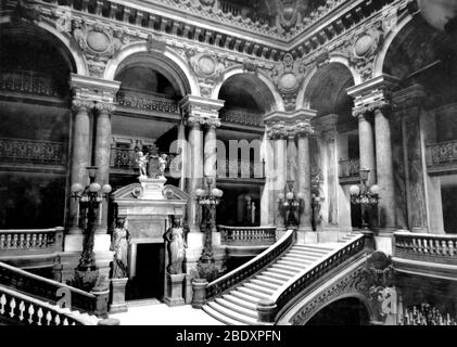 Paris Opera House, Palais Garnier, Grand Staircase, 1890s Stock Photo