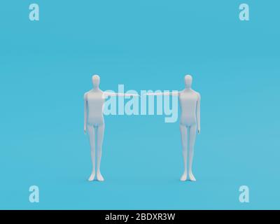 A 3d rendering of human figures in silver connected with neural ...