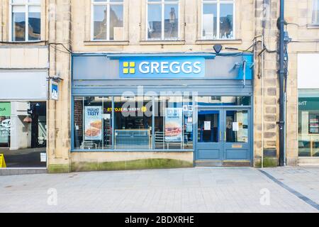 UNITED KINGDOM, LANCASTER - 9TH APRIL 2020 Greggs is the largest bakery chain in the UK Stock Photo