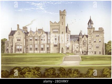 A coloured illustration of Rossmore Park, County Monaghan, Ireland scanned at high resolution from a book printed in 1870.  Believed copyright free. Stock Photo