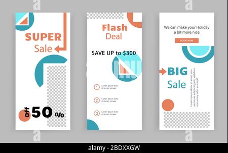Business banners. Social Media Design. Template vector. Abstract red turquoise geometry designe elements on white background Stock Vector