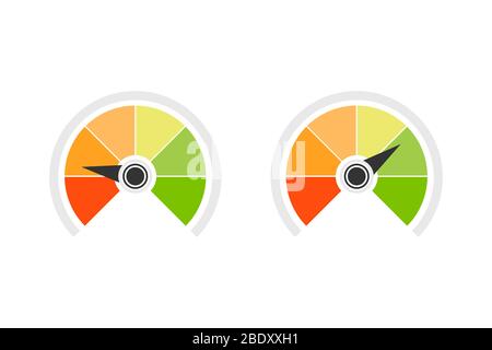 Credit score speedometer icon set. Vector eps10 Stock Vector