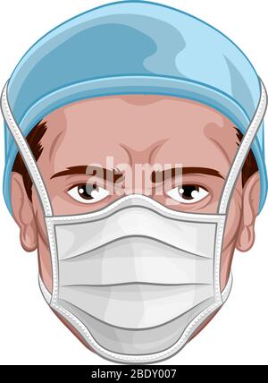Doctor Wearing PPE Protective Face Mask Stock Vector