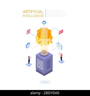Artificial intelligence - modern isometric vector web banner Stock Vector