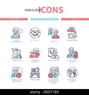 Coronavirus protective measures - colorful line design style icons Stock Vector