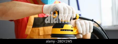 Concentrated man in face mask Stock Photo