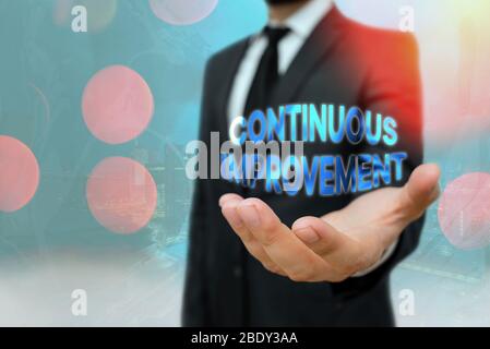 Conceptual hand writing showing Continuous Improvement. Concept meaning ongoing effort to improve products or processes Stock Photo