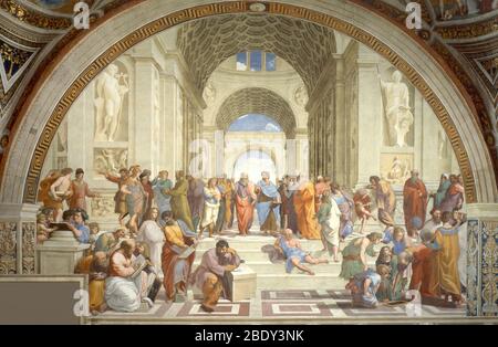 The School of Athens, Raphael Masterpiece Stock Photo